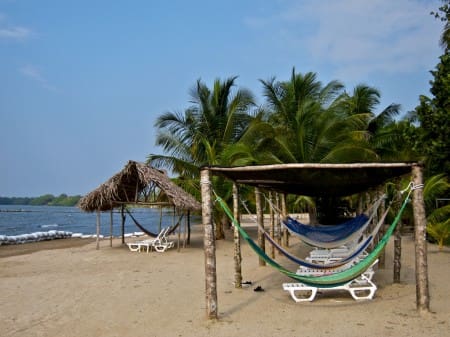 Very little of Guatemala borders the Caribbean Sea itself. This small stretch of beach at the Amatique Bay Hotel is on the Caribbean.